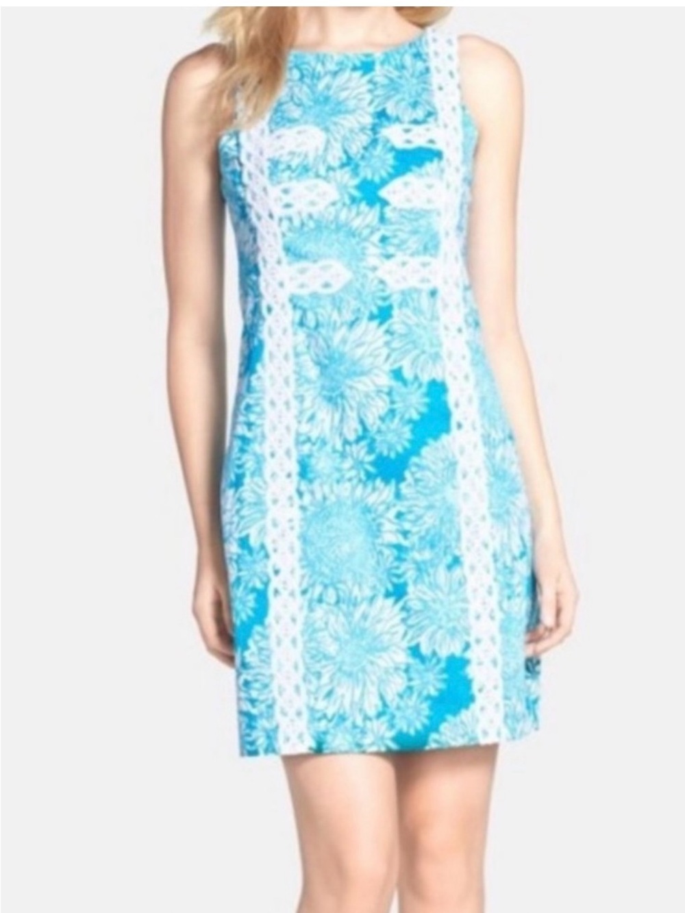 Lilly Pulitzer Mirabelle Shift Dress in Ariel Blue Lion in the Sun print, Size 2